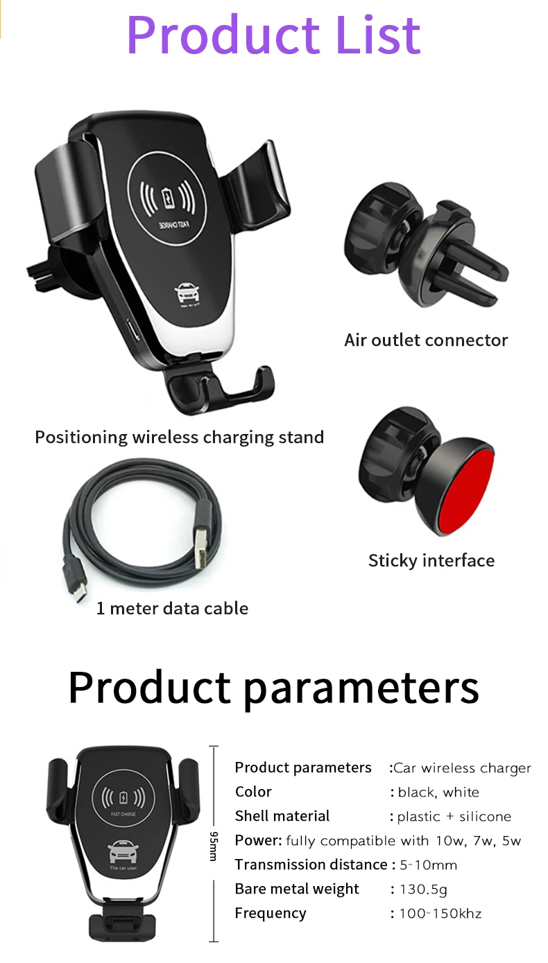 Car Charger 2020 New Car Auto Charging Automatic Clamping Dashboard Qc3.0 Adapter Amazon Top Seller Car Wireless Charger Holder