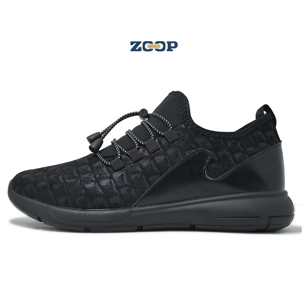 

Unbranded sport shoes fashion stretch fabric all-black sneakers shoes for men