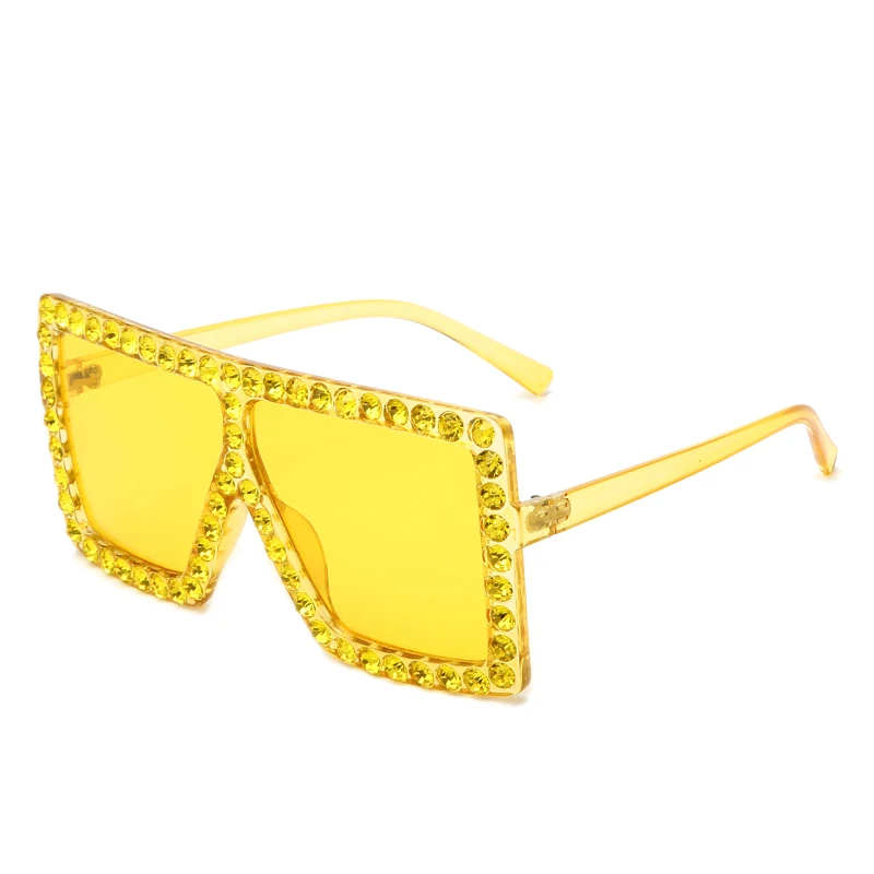 

Big Frame Luxury Sun Glasses Women Square Shape Shades Bling Oversized Diamond Sunglasses 2021 Wholesale