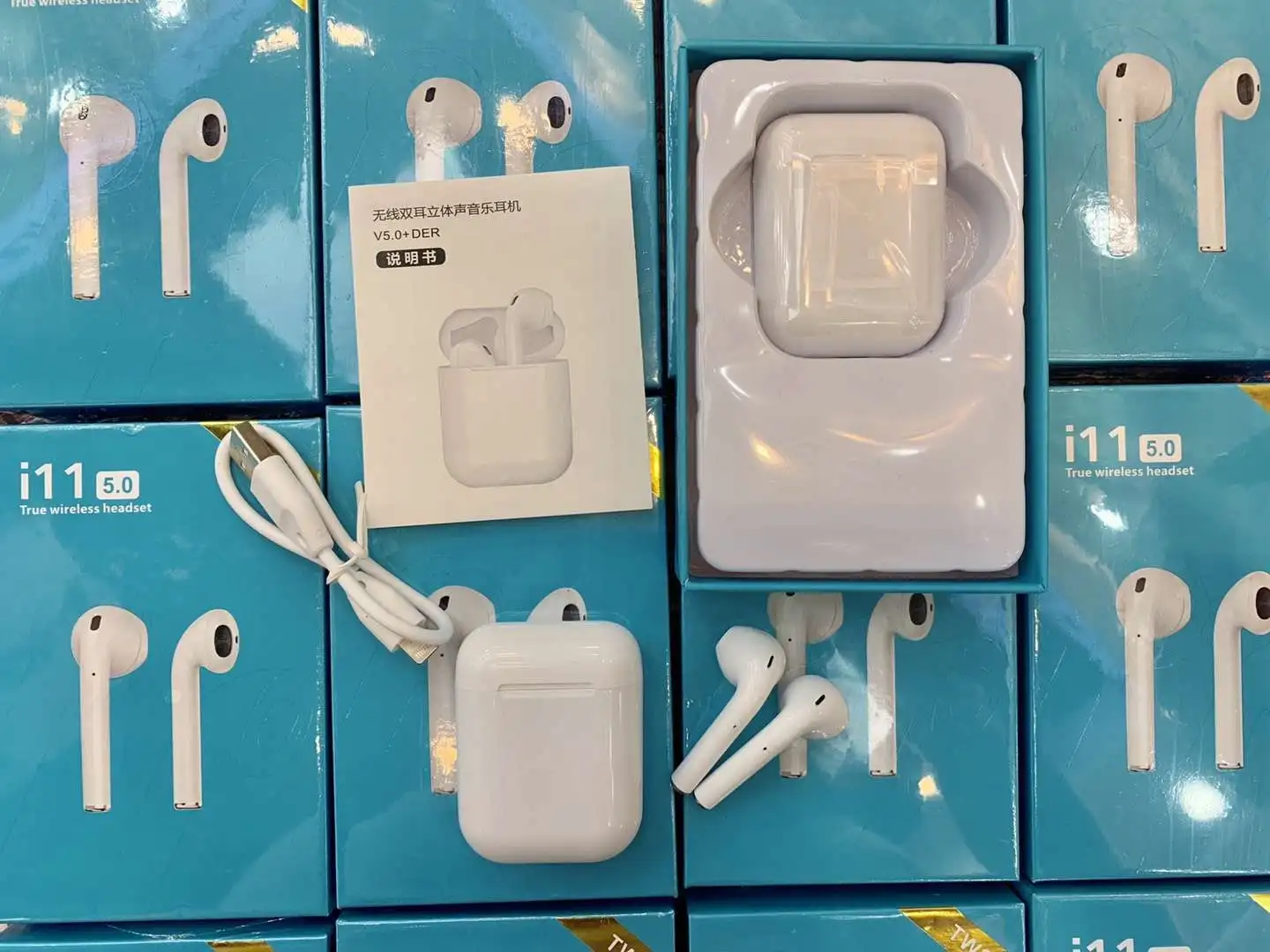 Hot Sale Amazon Twins i11 V5.0 TWS Stereo Earbuds With Charging Case Wireless Charging - ANKUX.COM
