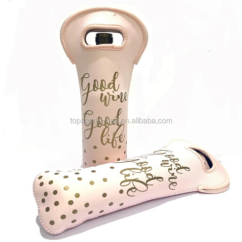 

Insulated Sublimation Printing Custom Neoprene Wine Bottle Cooler Sleeve Tote With Outdoor Activity