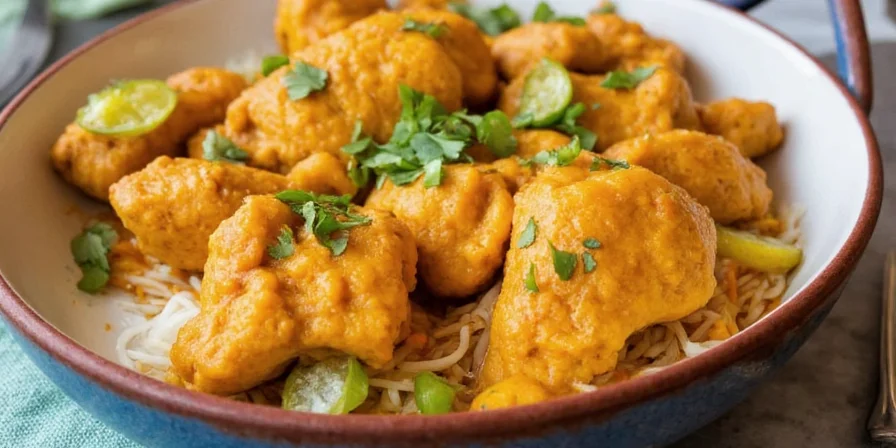Styling serving options with naan, rice, and herbs