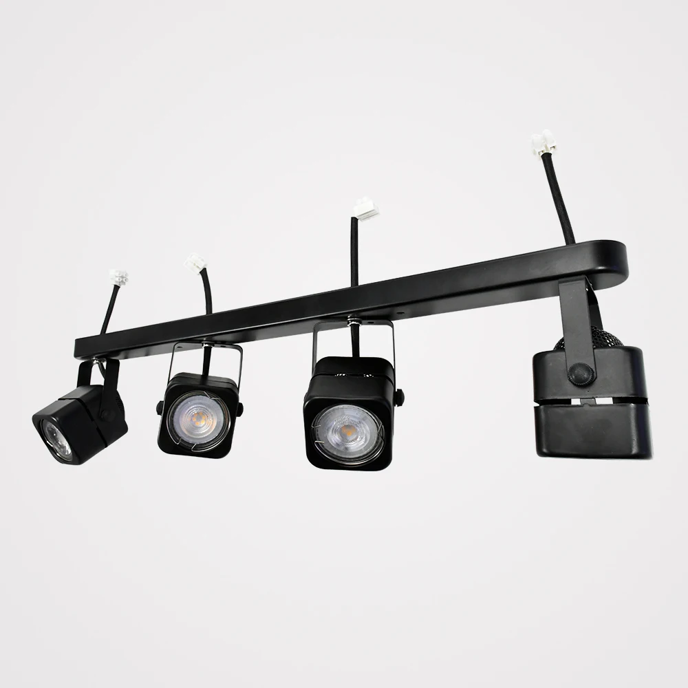 Stunning Ceiling Track Light With 4 Square Lighting Heads For GU10 MR16 Bulbs