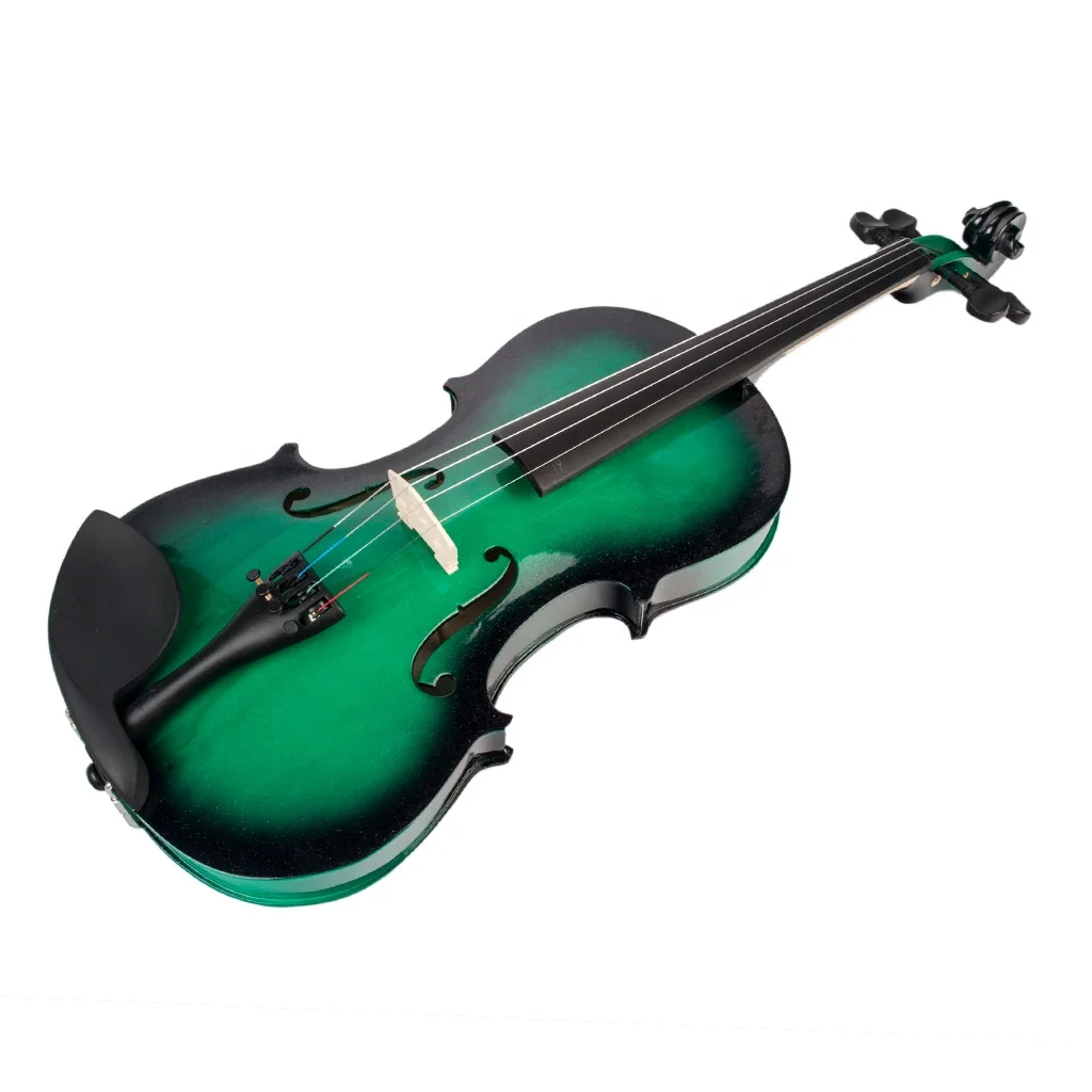 

NAOMI  Gradient Green&Black Acoustic Violin Spruce Top & Ebony Fitting Basswood Violin W/Violin Case+Rosin+Bow