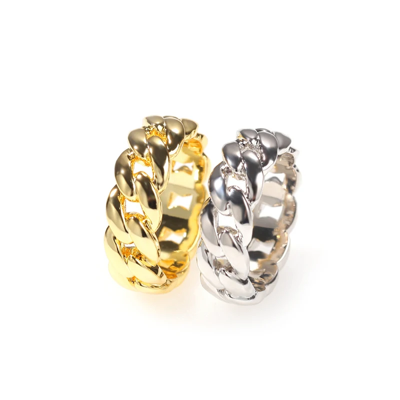 

Hot Selling Rap Fashion Hip Hop Men Cuban Link Gold Plated Ring