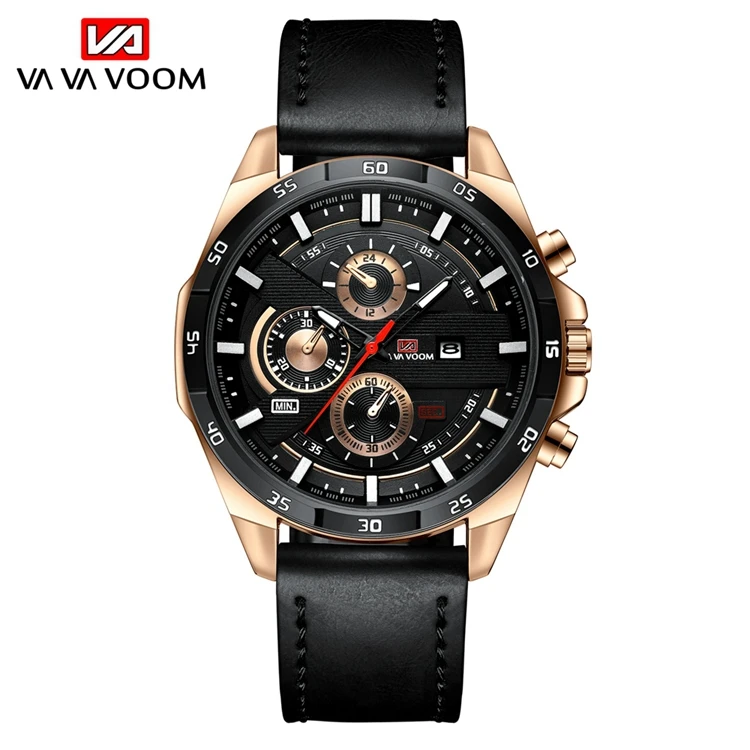 

VA VA VOOM VA-216 Men Luxury Quartz Watches Day And Date Watch Wrist Watch Leather Strap, 5 colors for you choose