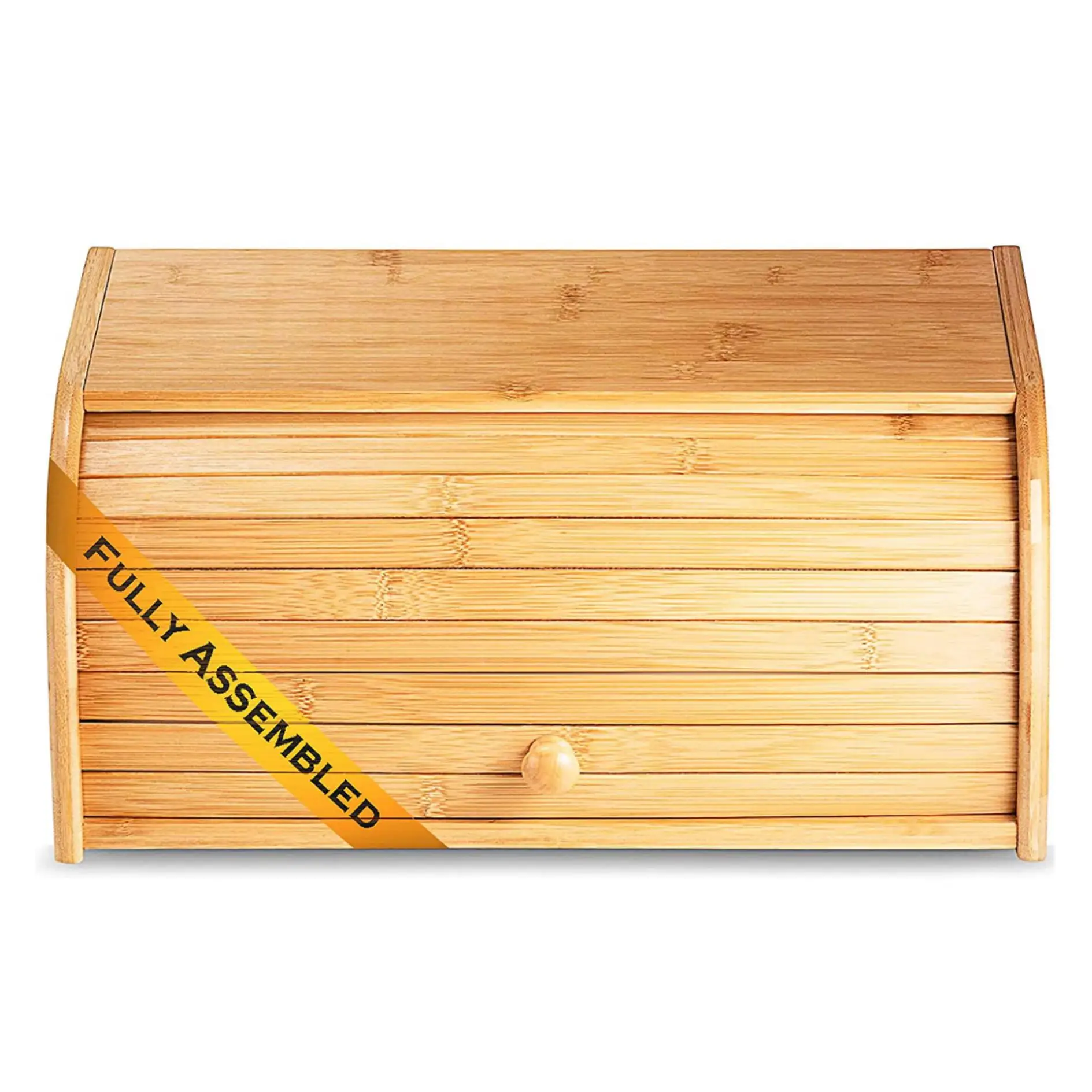 

Large Natural Bamboo Roll Top Wood Bread Box for Kitchen Countertop-Farmhouse Style Bread Boxes for Countertop NO ASSEMBLY