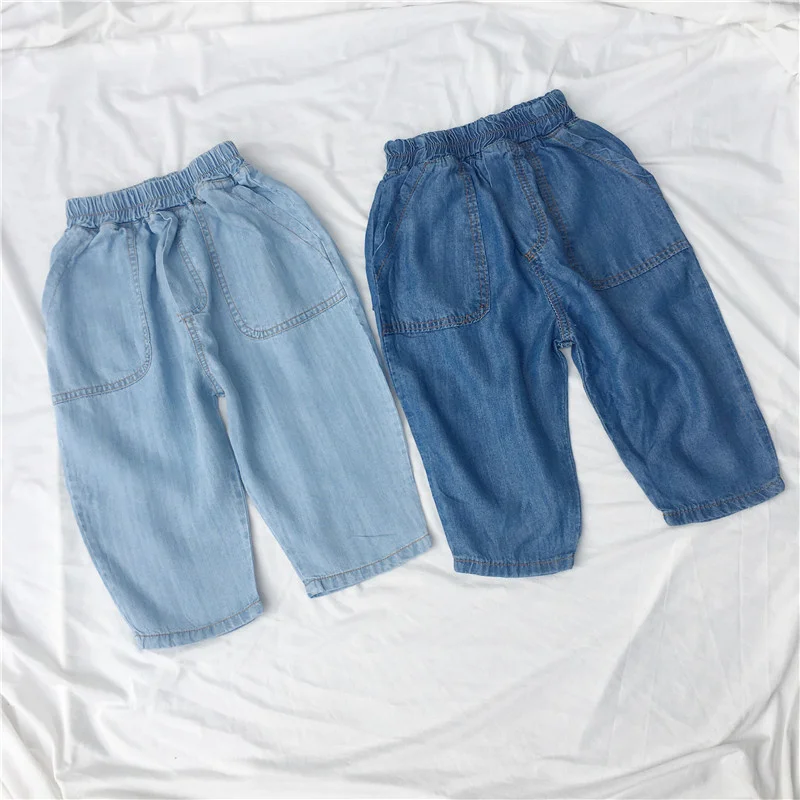 

Children's Korean version of the new jeans, Boys ultra-thin ice silk jeans quality good fashion good-looking loose pants