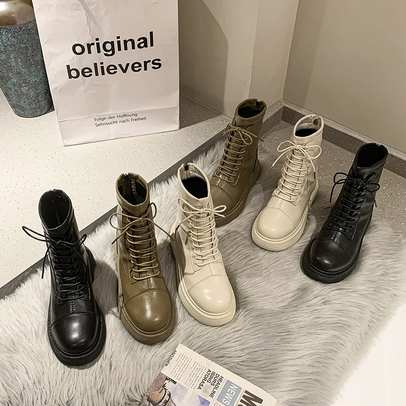 

Josiny 2021 Martins Boots Women Casual Shoes Ladies Winter Ankle Snow Boots Female Motorcycle Heels Sexy PU Leather Cowboy Boots