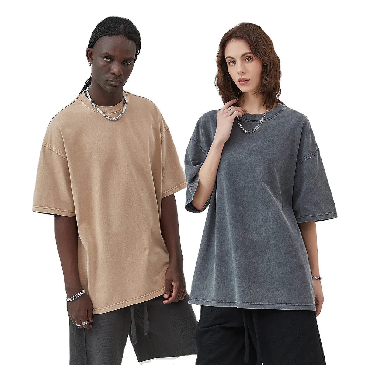 

Wholesale Custom 275gsm Heavy Cotton Acid Wash T shirt Vintage Blank Oversized Printing Embroidery Unisex Men's T shirt