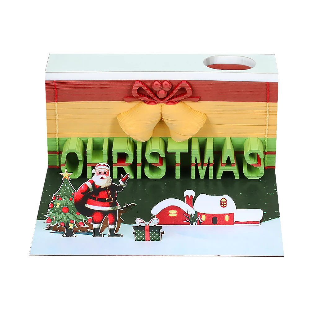 

Original Paper Carved Christmas Gift Memo Pad Santa Claus Model 3D Memo Pad