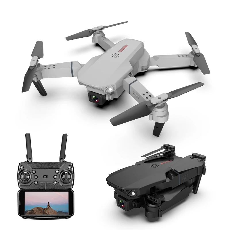 

2021 Mini Drone E88 WiFi FPV RC Dron with Dual Pro 4K HD Camera Wide-Angle Remote Control Video Quadcopter Toy Drones Drone E88