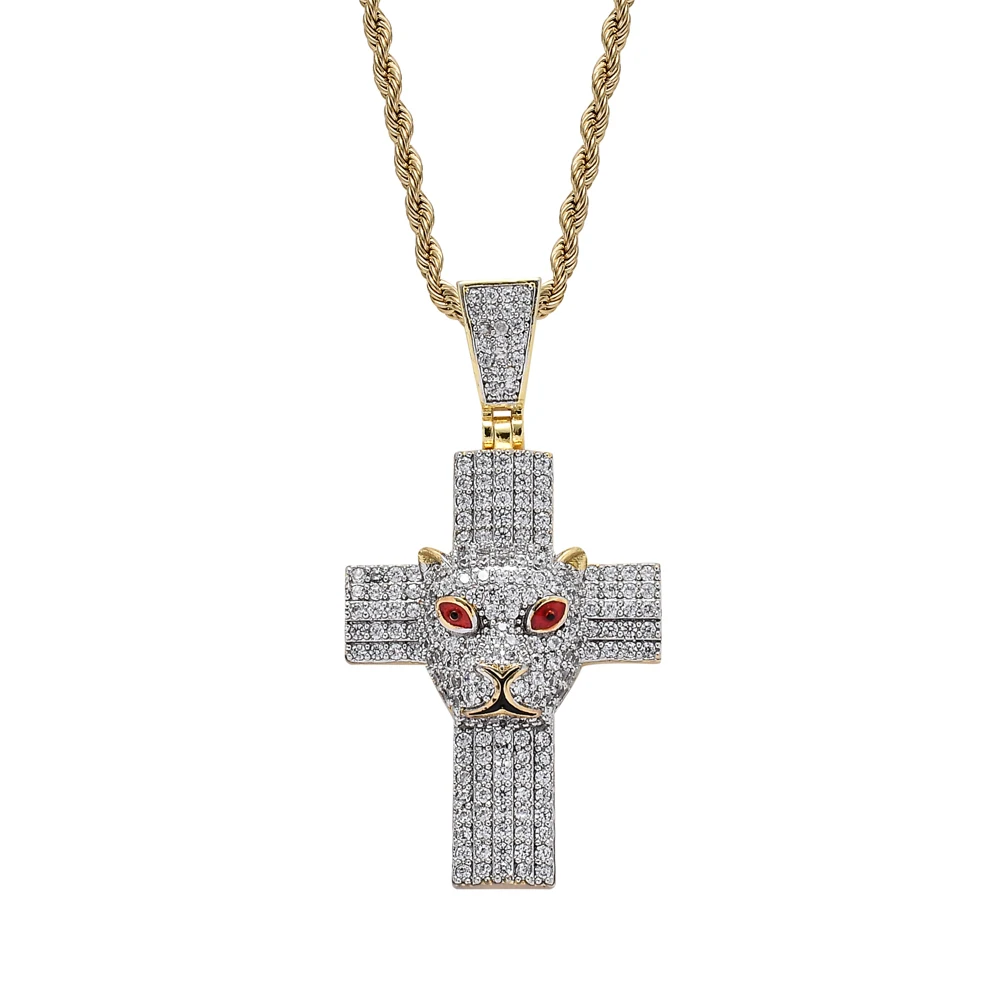 

CN144 Zircon bling bling brass cross pendant necklace Iced Out necklace for men jewelry