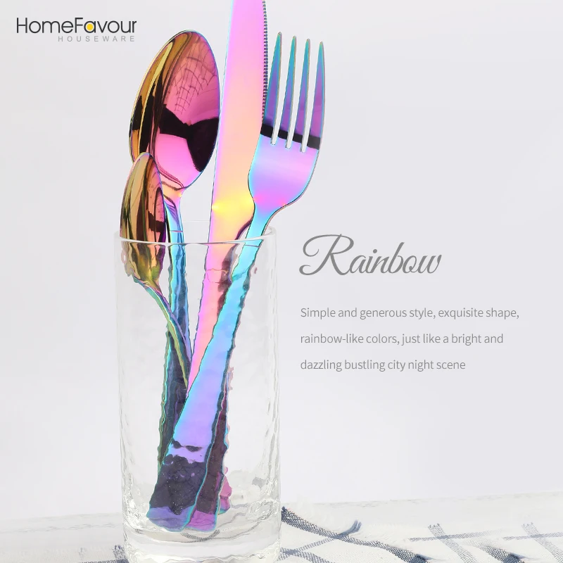 

flatware silverware rainbow spoons forks and knives cutlery set for wedding gift events