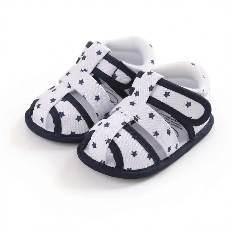

Factory Wholesale 3 color star pattern boutique cotton fabric soft sole anti slip baby girls sandals 2021, Pink/white/blue