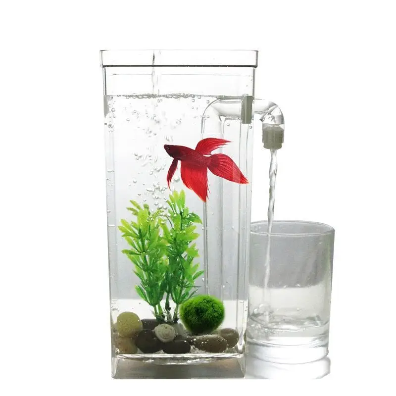 

Korean mini lazy fish tank self-cleaning small desktop fish tank acrylic transparent aquarium free water acrylic fish tank