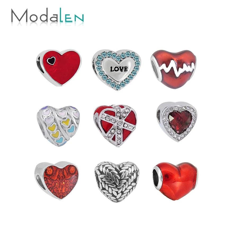 

Modalen Stainless Steel Bead Wholesale Enamel Heart Charm For Bracelet, Gold/sliver