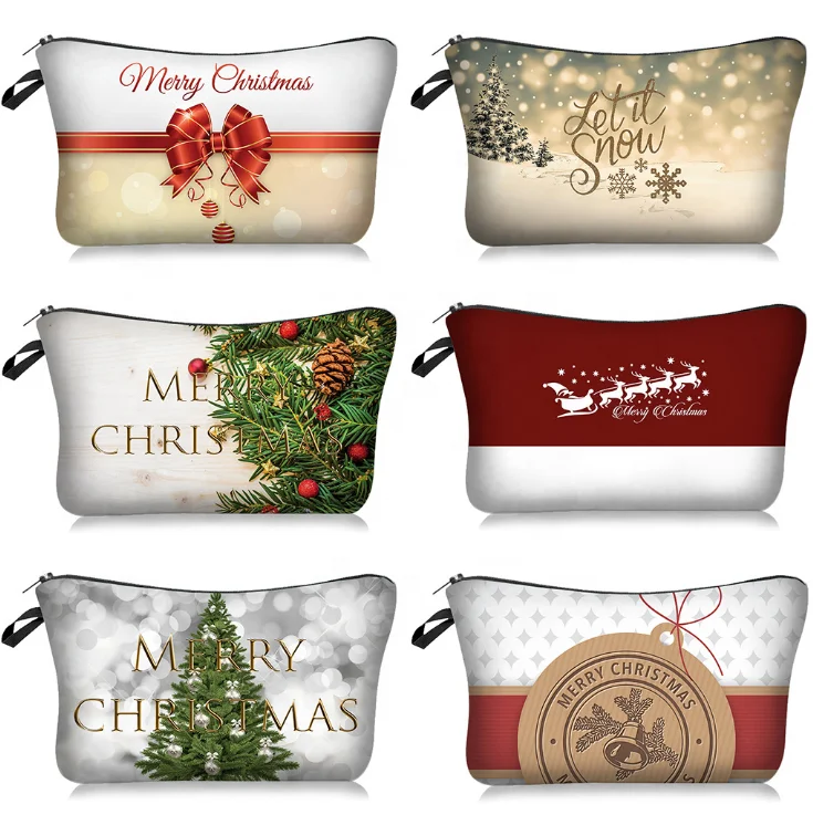 

Christmas Makeup Bag Travel Toiletry Bag Cosmetic Bags Canvas Zipper Makeup Pouch Daily Storage