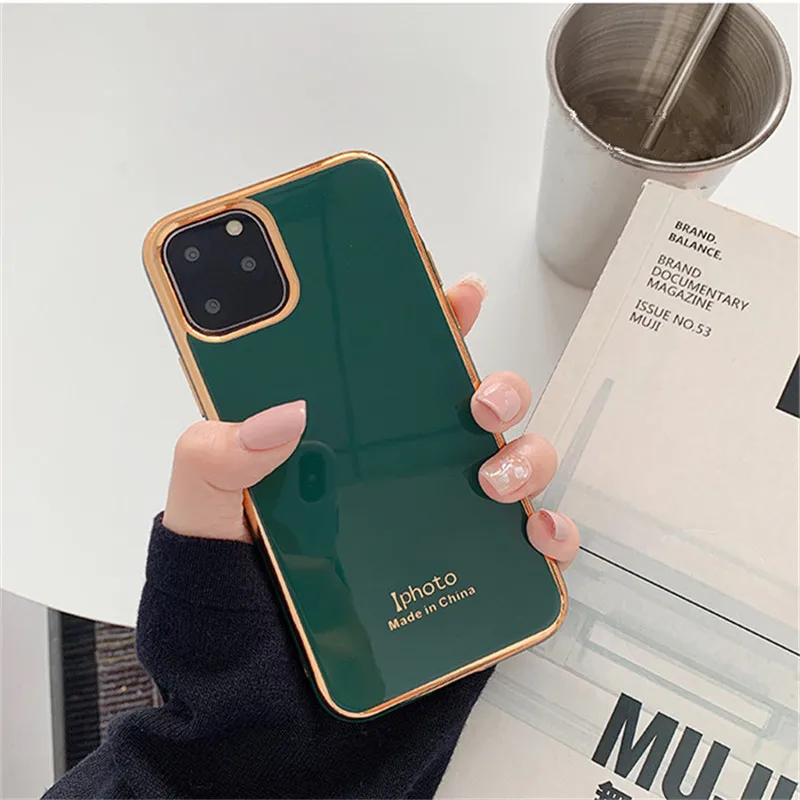 

Luxury Plain Gold Plating Mirror Phone Case for Iphone 11 Pro Max X Xr Xs Max 7 8 Plus Glitter Soft Tpu Silicone Back Cover