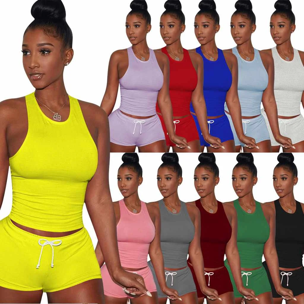 

Summer Cheap Women Sets 11 Colors S to 2XL Matching Sweat Suits For Women Blank Jogging Suits Tracksuits
