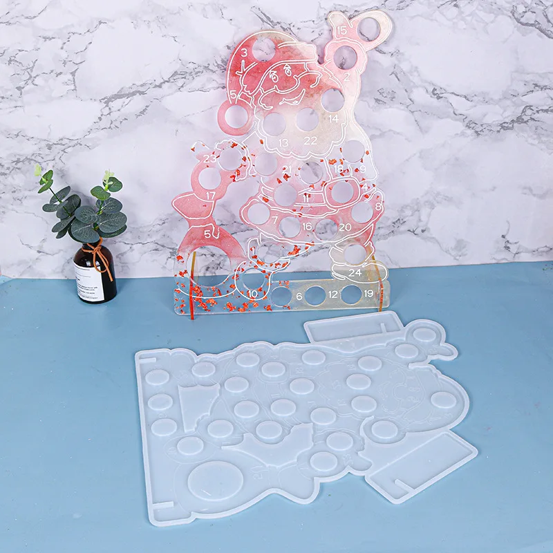 

Crystal Drop Glue Mold Santa Claus Tray Ornaments Holding Candy DIY Christmas Decoration Epoxy Resin Silicone Mold