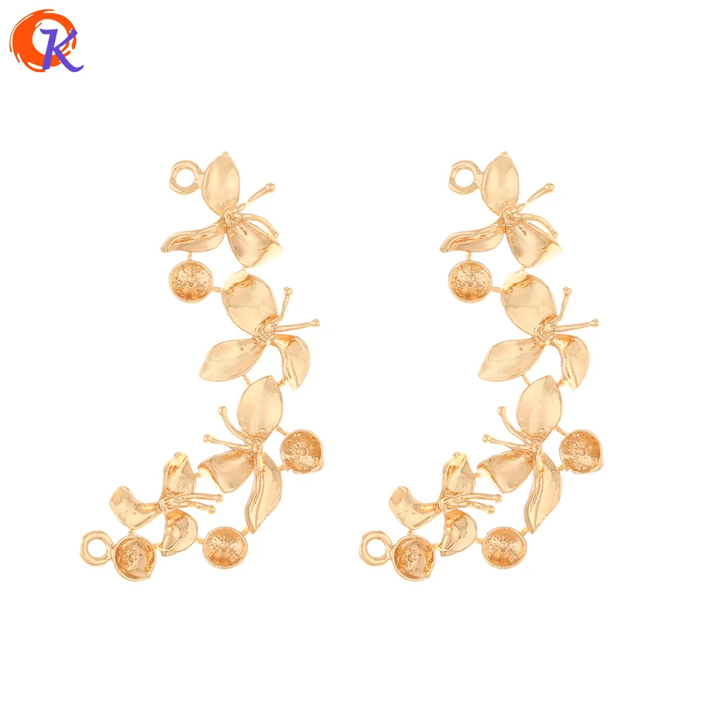 

Jewelry Accessories Cordial Design 50Pcs 25*45MM Jewelry Accessories DIY Making Connectors Flower Shape Copper Charms Hand Mad