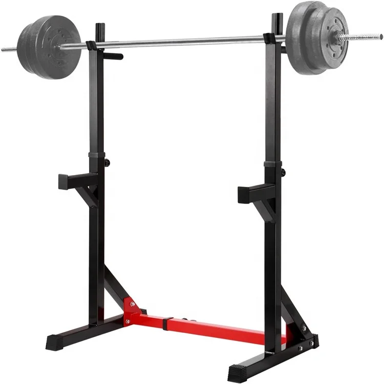 

Wellshow Sport Adjustable Height Portable Dumbbell Racks Sturdy Steel Squat Rack Barbell Free Bench Press Stands, Black+red/customized