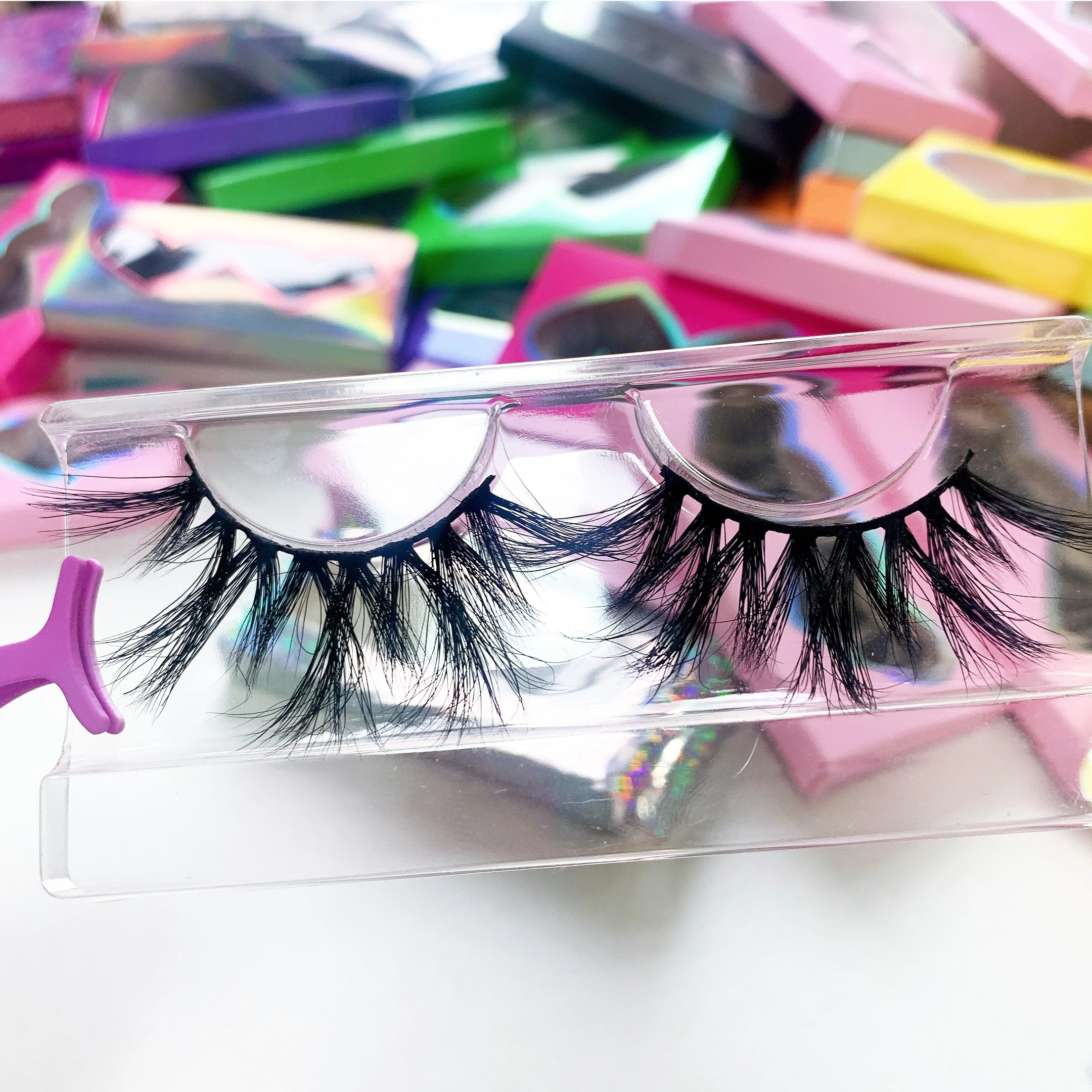 

2021 fluffy mink lashes lashes3d mink wholesale vendor 25mm luxury eyelashes, Black color