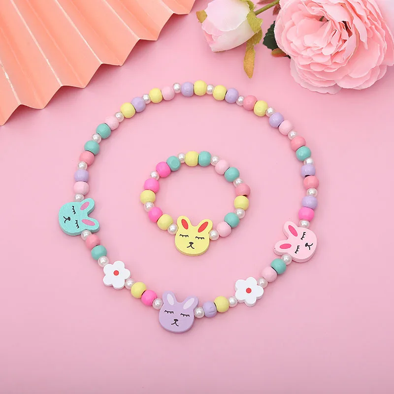 

Fashion Hot Selling Lovely Cartoon Children Princess Beaded Necklace Jewelry Set