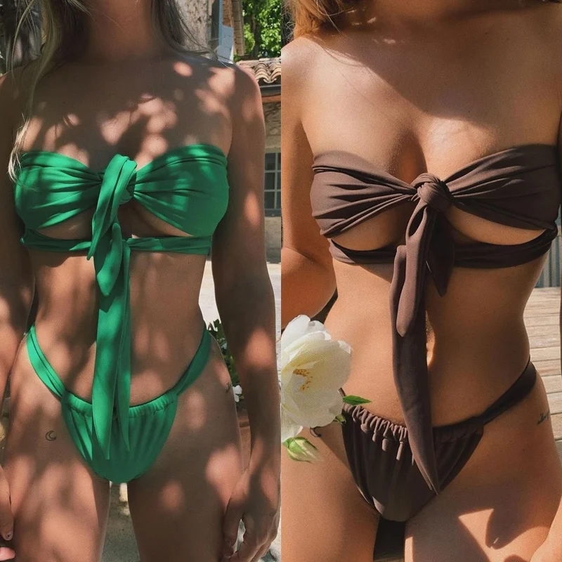 

2021 New Sexy top Women's Strap High Waist Bikini Set woman swimwear, Photo