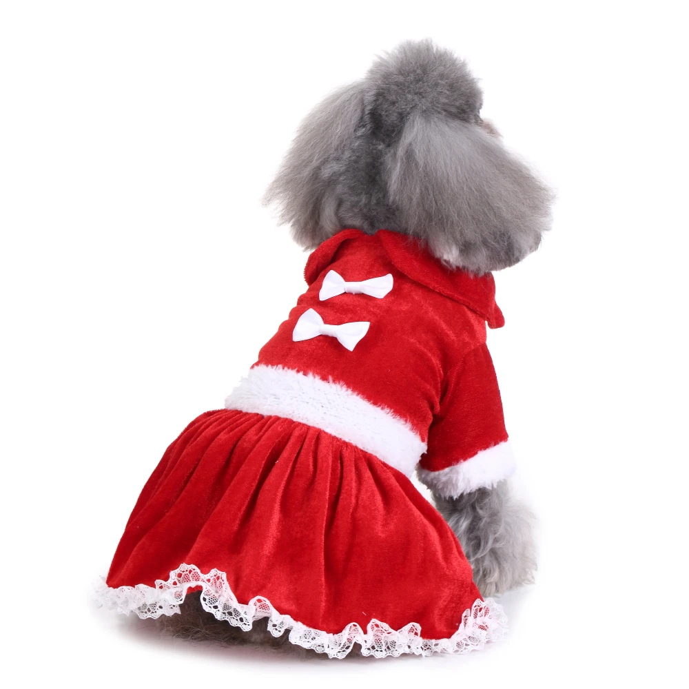 

Stocked fashion brand hot sale lovely dog clothing Red pet dress skirt Christmas cosplay pet dog clothing, Customize