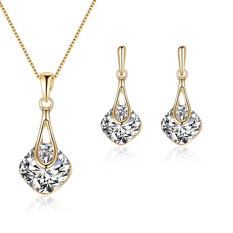 

2021 New Arrival Women american diamond necklace set,necklace sets for women gift wedding,jewelry display set luxury, Silver gold
