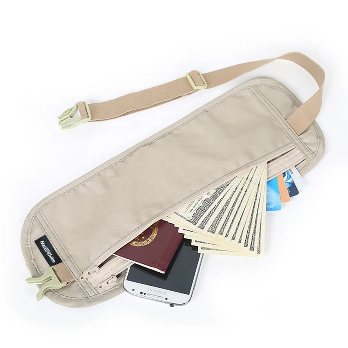 

Naturehike Nylon Ultra-Slim Money Belt Fanny Pack Anti-Theft Passport Holder Hidden Holder Travel Waist Pack bag, Grey,black,khaki
