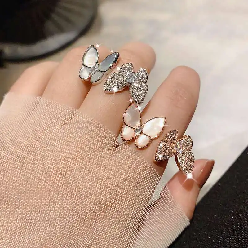 

butterfly crystal adjustable rings for girls