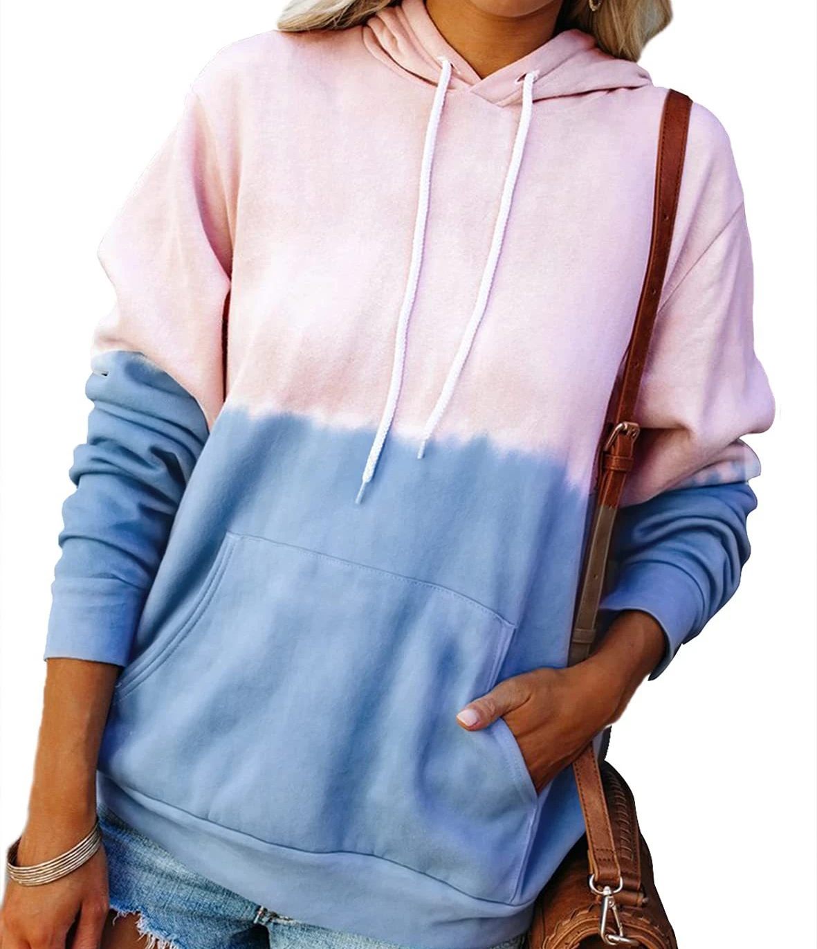 

designer streetwear fleece two color sweatshirt loose pullover hoodie women