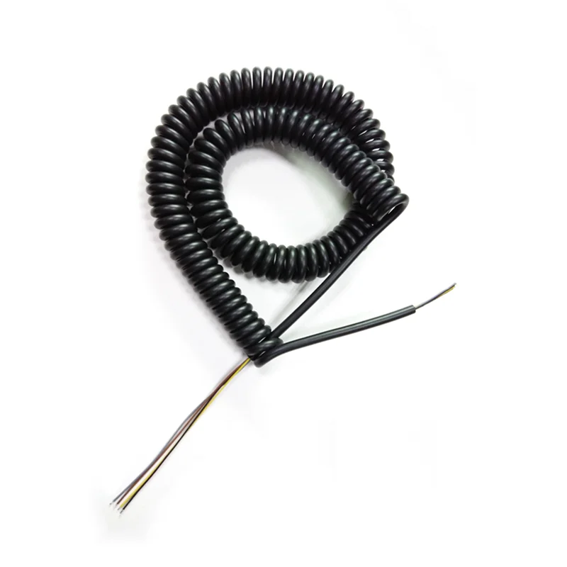 22AWG Black 4-core PU Cables Spiral Coiled Wire