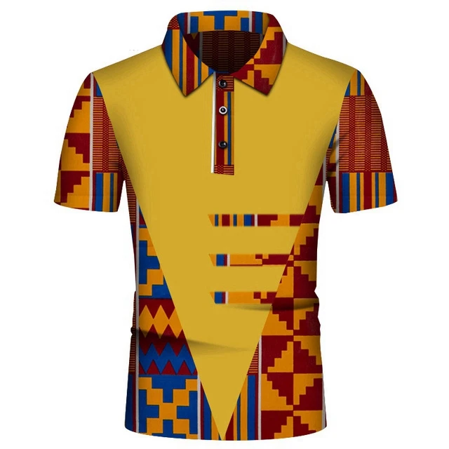 Wholesale Custom African Print Cotton Ankara Plus Size 2019 Fashion Clothes Men Polo Shirt WYN860