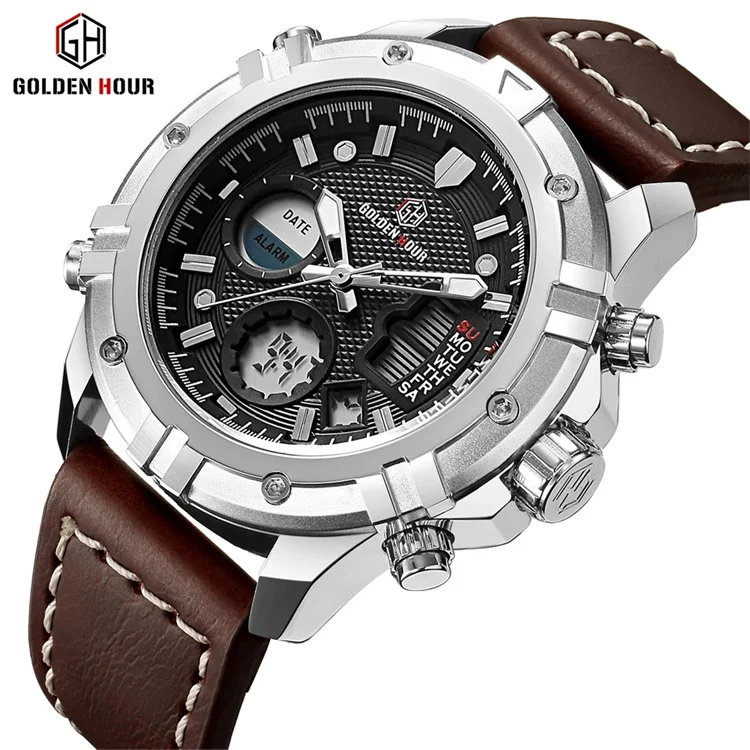 

Top Brand golden hour 111 Mens Watches Luxury Quartz Analog Digital LED Watch Men Leather Military Sport Wristwatch Man