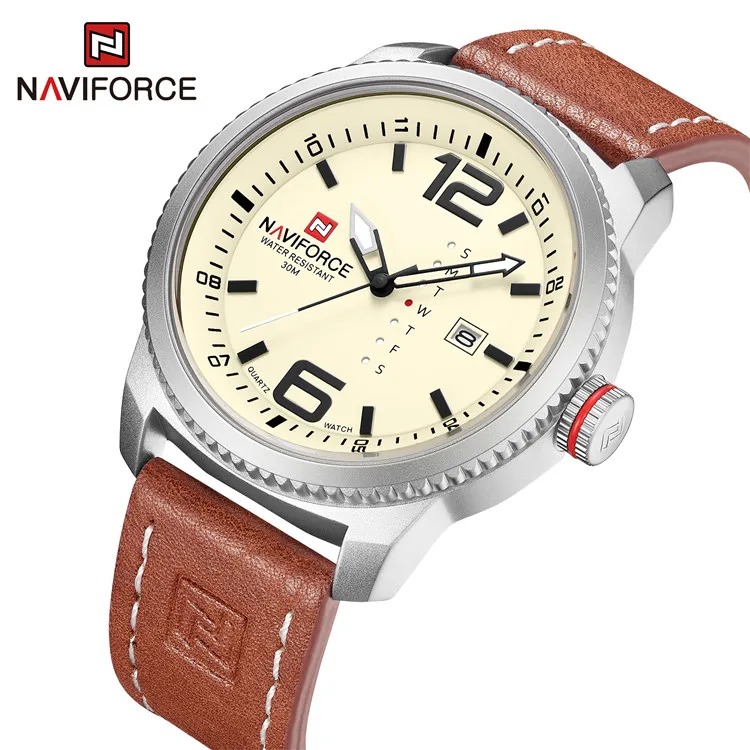 

Naviforce NF9063 2019 Luxury Brand Date Quartz Watch Men Casual Military Sports Watches Leather Wristwatch Male Relogio Masculi