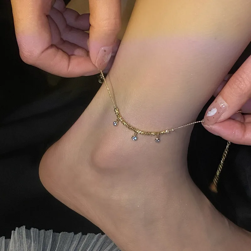 

fashion real gold plated geometric crystal anklet