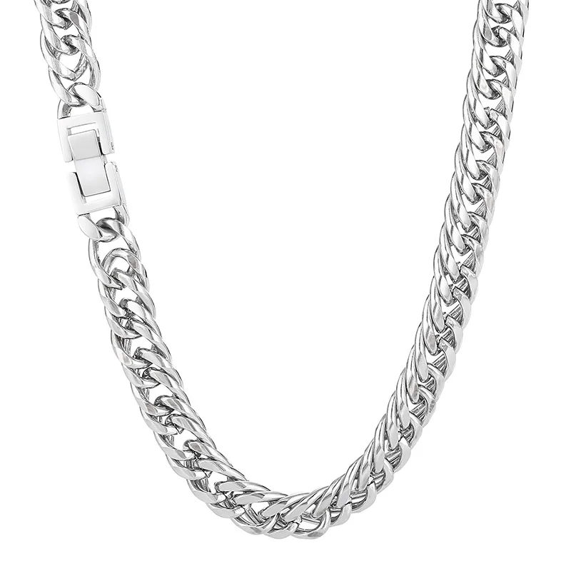 

Kalen 8mm Cuban Chain Square Clasp Stainless Steel Choker Hiphop Jewelry Necklaces