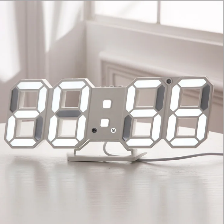 

3D LED Wall Clock Remote Control Digital Timer Nightlight Watch Alarm Clock for Warehouse Office Home Living Room, Customized color