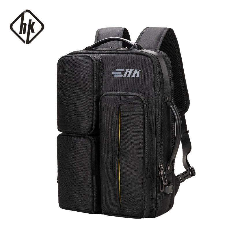 

Hk custom men bag waterproof backpack 15.6inch laptop with USB port colleague backpack with YKK zipper luggage fitting
