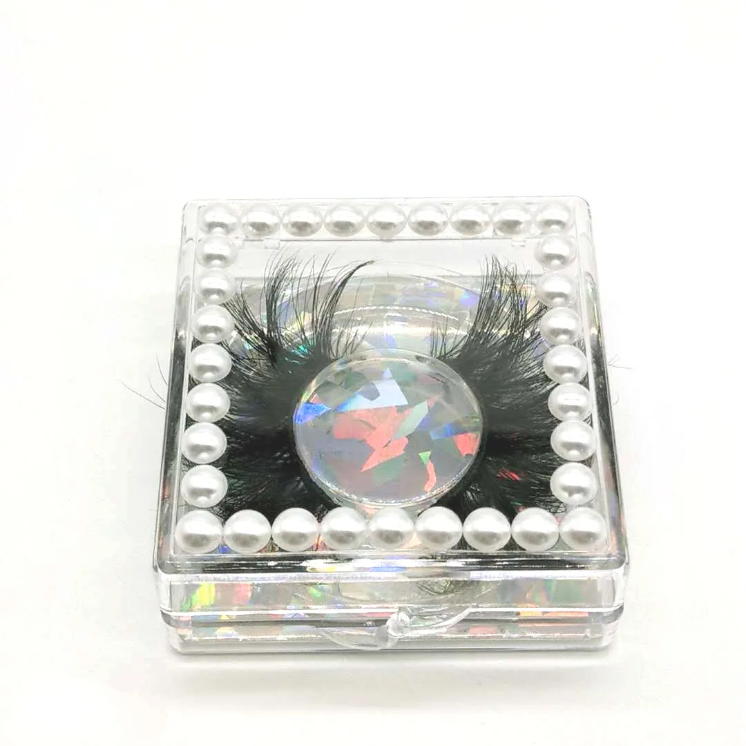 

Professional Factory Wholesale Pearl Diamonds Decoration Valentines Day Square Empty Lash Box, Clear box with colorful card