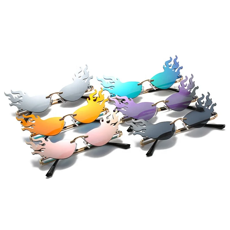 

Hot Fashion Woman Fancy Small Colorful Fire Flame Sunglasses