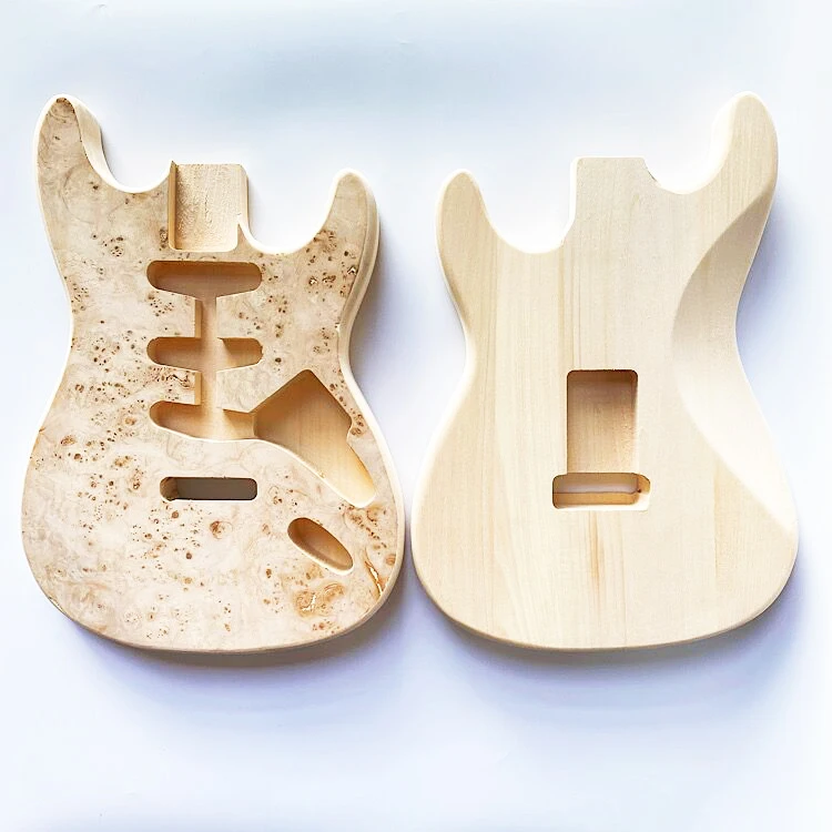 Unfinished Basswood Solid Body Guitar SSS ST Electric Guitar Body for Sale with Burl Top