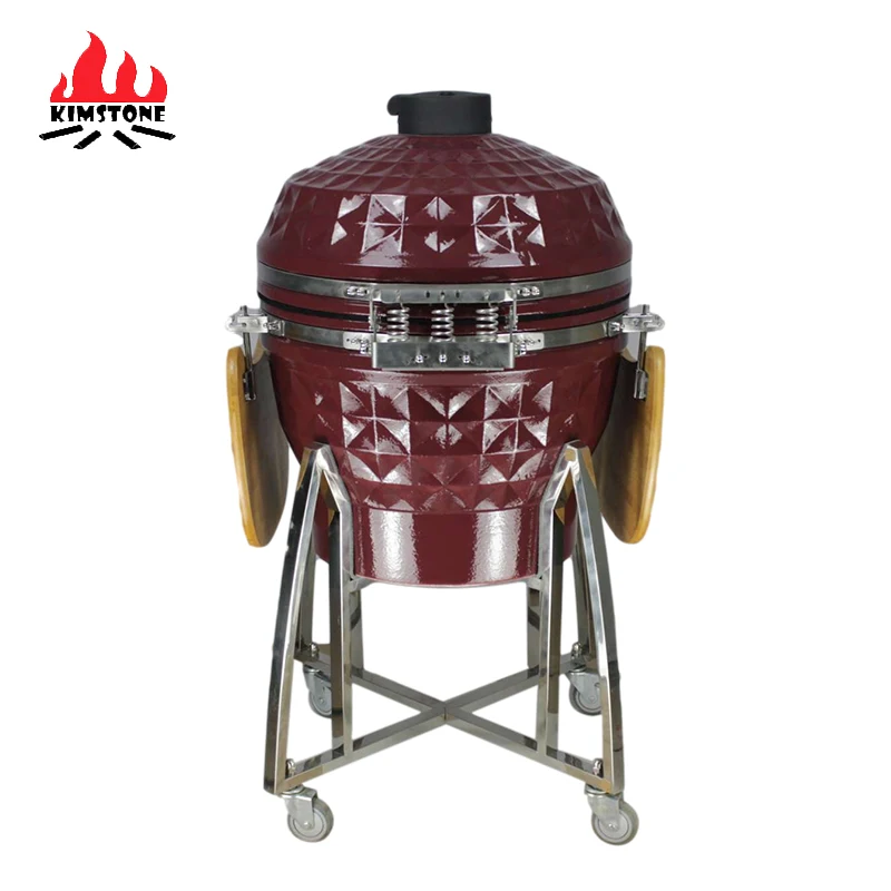 

2021 Kimstone Popular Chinese Top Kamado Grill Basket 25 Inch Diamand Texture Kamado Grill Portable Grill with Bamboo Skewers, Optional from pantone color