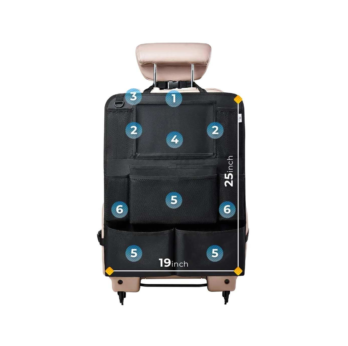 

Kick Mats Back Seat Protector With 9 Storage Pockets Touch Screen Tablet Holder Car Trunk Back Seat Organizer Bag