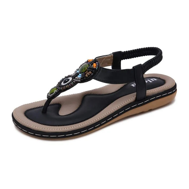 

Sandals women summer flip flops bohemian flat toe separator with rhinestones