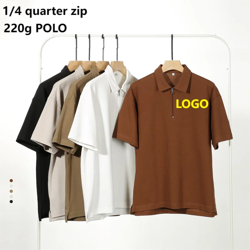 Hot Sales Custom Unisex 1/4 Zip Up Short Sleeve Men's Polo Shirt